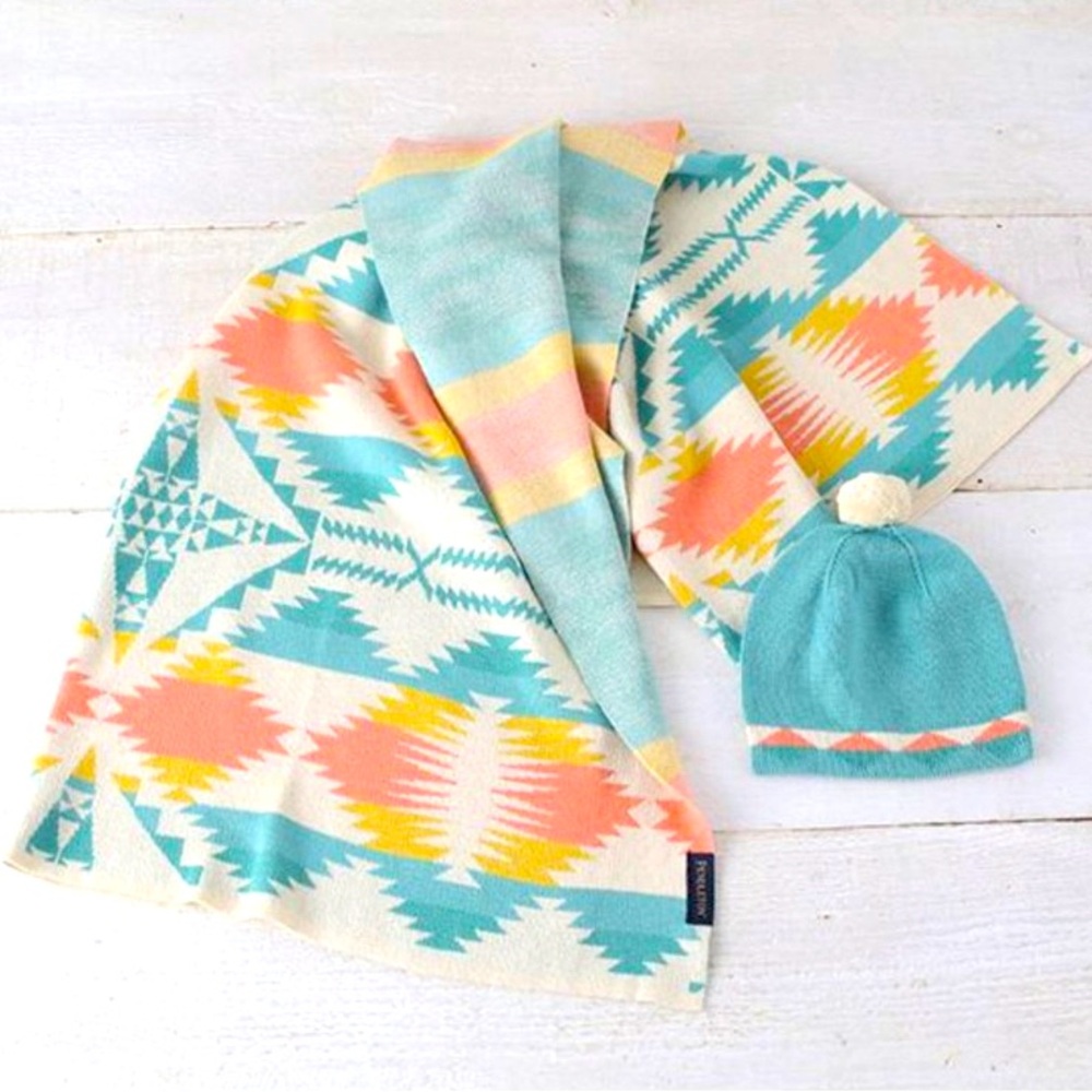 Pendleton Knit Baby Blanket with Beanie